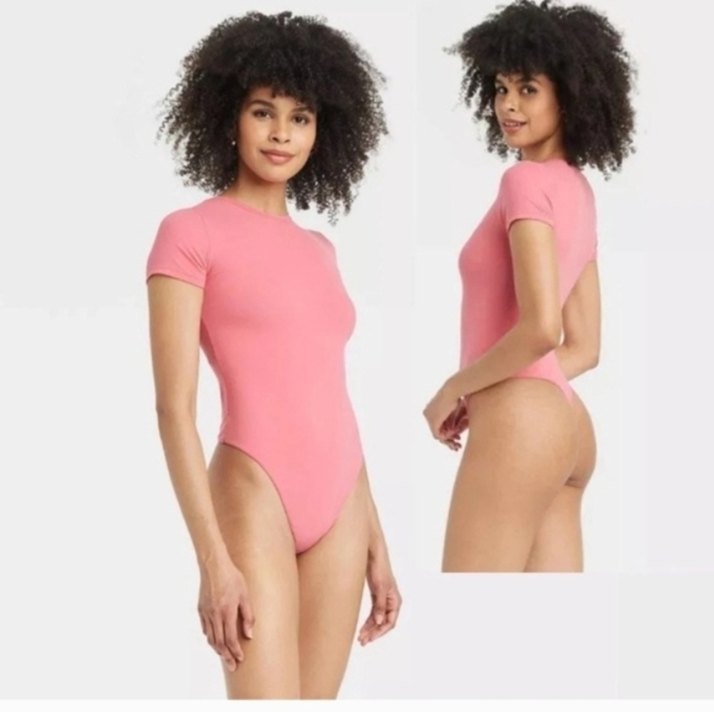 Auden Women's Luxe Stretch Thong Bodysuit Coral Pink